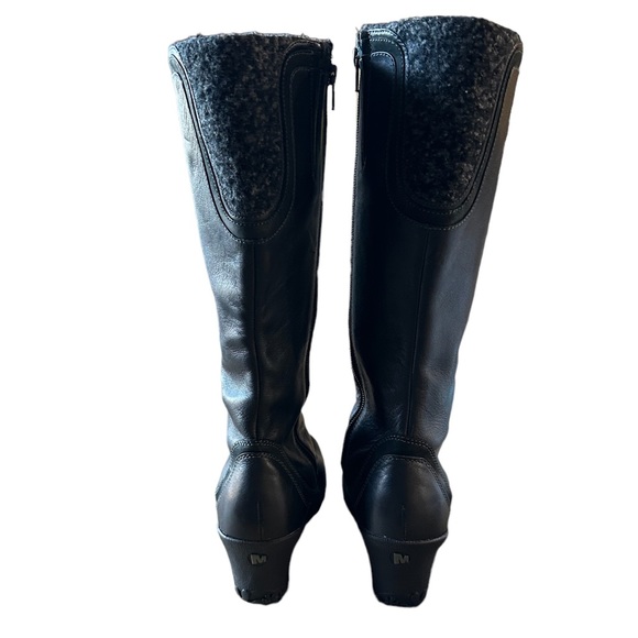 Merrell Larkspur Black Leather Wedge Vibram Sole Wool Trim Boots - Size 7 - Picture 4 of 7